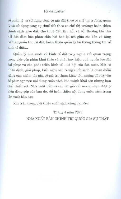Quản Lý Nhà Nước Về Kinh Tế Đất Ở Việt Nam (Sách Chuyên Khảo 2) - Hình ảnh 3